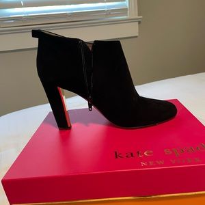 Kate Spade Black Suede Ankle Booties with Bow tie